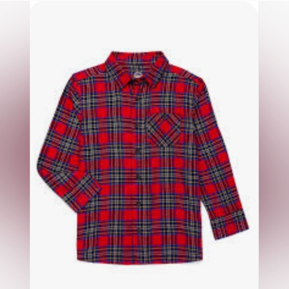 Wonder Nation Red and Blue Plaid Button Down Shirt